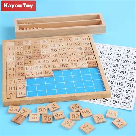 Montessori Wooden Toys Counting Blocks Puzzles Math 1 100 Number Board