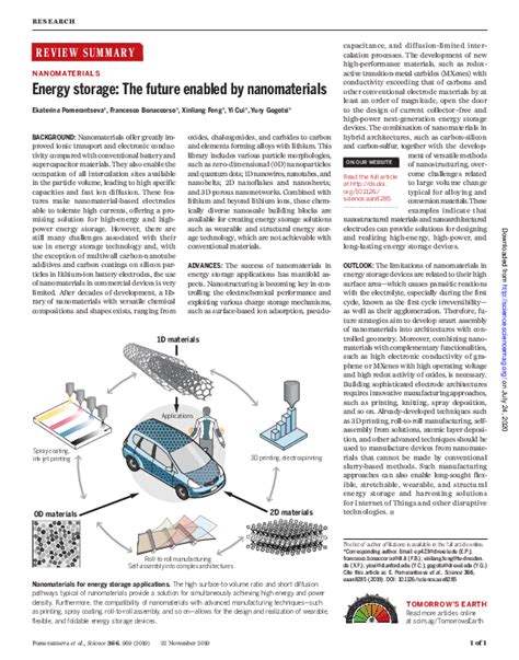 Pdf Energy Storage The Future Enabled By Nanomaterials