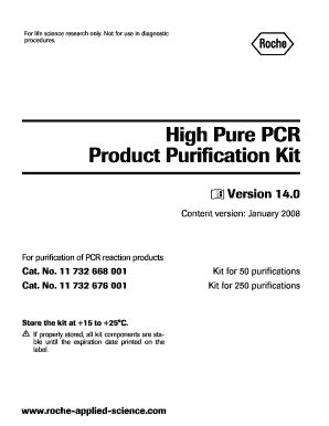 High Pure Pcr Product Purification Kit Roche Fill And Sign