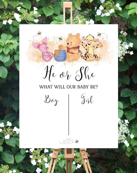 Winnie Pooh Gender Reveal Party Voting Game Template Etsy