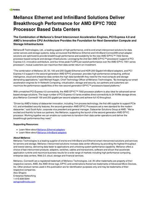 Mellanox Ethernet And Infiniband Solutions Deliver Breakthrough