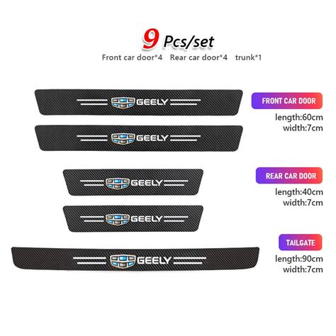 Car Door Sill Plate Sticker Carbon Fiber For Geely Okavango