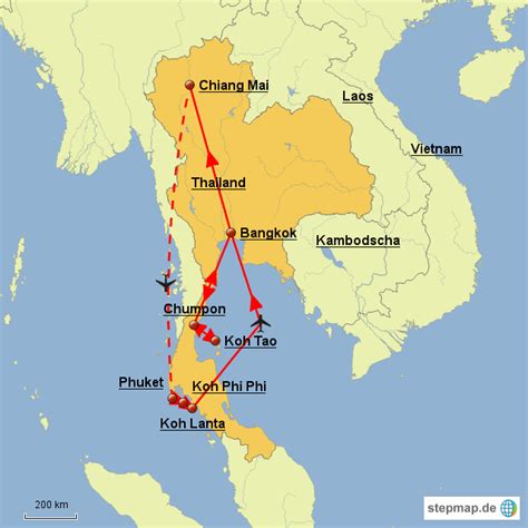 Stepmap Thailand Reiseroute Landkarte F R Asien