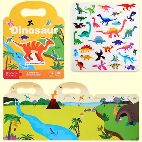 HUMJUSE Reusable Dinosaur Animal Sticker Book for Kids 2-6, Jelly