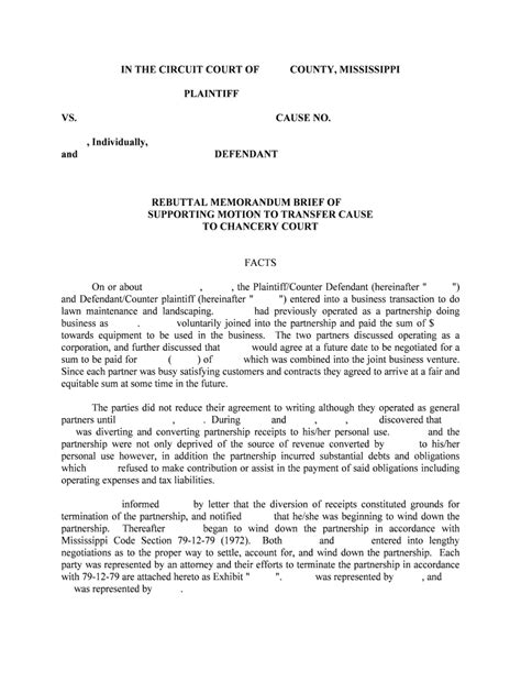 REBUTTAL MEMORANDUM BRIEF Of Form Fill Out And Sign Printable PDF