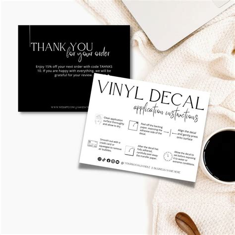 Editable Vinyl Decal Care Card Instructions Diy Decal Instructions