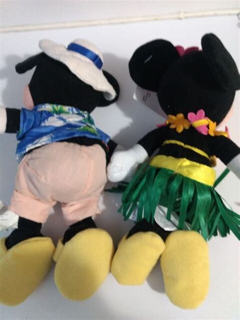 Disney Tourist Mickey Mouse And Hula Minnie Set Mini Bean Bag Plush 8 Ebay