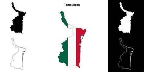 Tamaulipas State Outline Map Set 44011681 Vector Art At Vecteezy