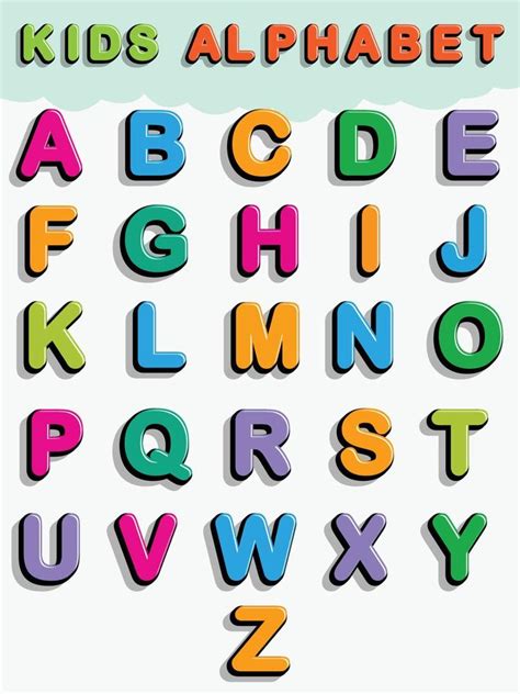 Colorful Cartoon Style English Alphabet Design For Kid 16895795 Vector