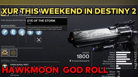 God Roll Hawkmoon Xur This Week In Destiny Youtube