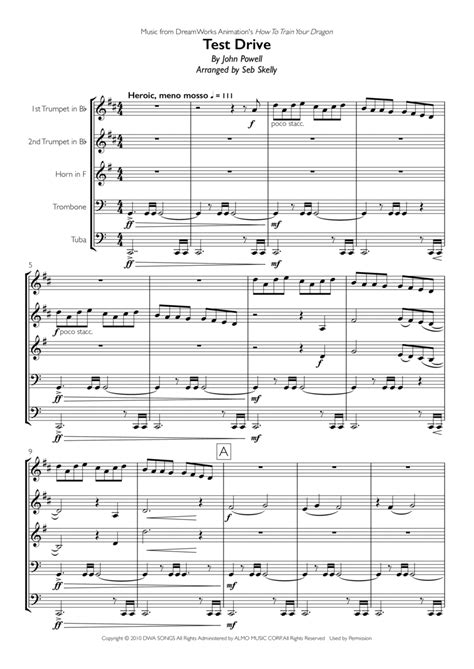 Test Drive Arr Seb Skelly Sheet Music John Powell Brass Ensemble