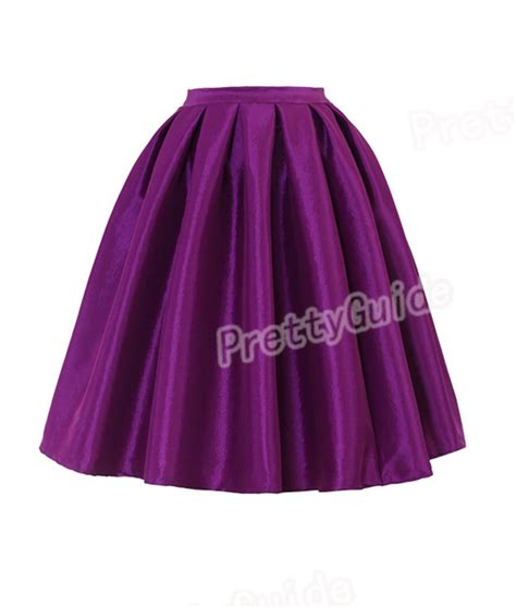 Women Retro High Waist Full A Line Pleated Swing Dress Midi Skate Skirt