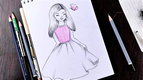 Como Dibujar A Una Chica Con Un Hermoso Vestido Una Linda Chica Dibujada Con Un Lápiz Paso A