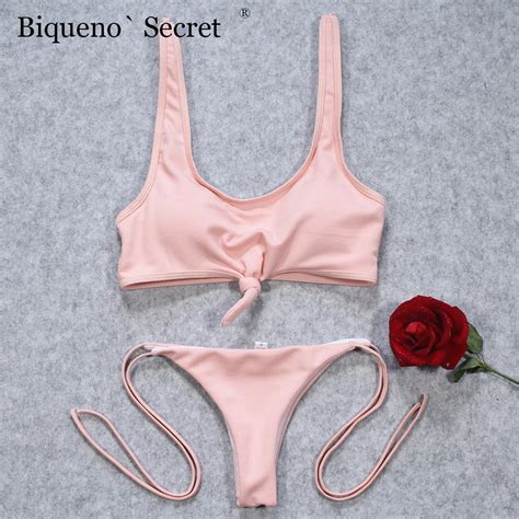 2018 Sexy Solid Bikini Swimwear Women Swimsuit Push Up Brazilian Micro