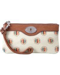 Fossil Keyper Printed Wristlet Wallet In Orange Md Orange Dot Lyst