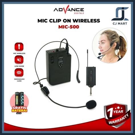 Promo Advance Mic500 Mic Clip On Bando Wireless Bluetooth Youtuber