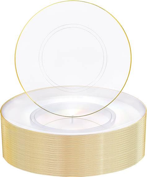 Amazon Nervure 100 Pieces Clear And Gold Plastic Plates 10