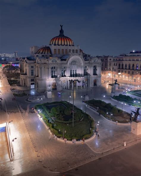 An Aerial Photography of Palacio de Bellas Artes at Night · Free Stock ...