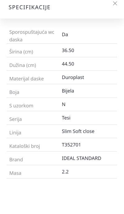 Viseća WC školjka soft close WC daska Ideal Standard Tesi AquaBlade