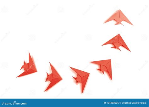 Coral Origami Fishes Isolated on White Background. Stock Image - Image ...