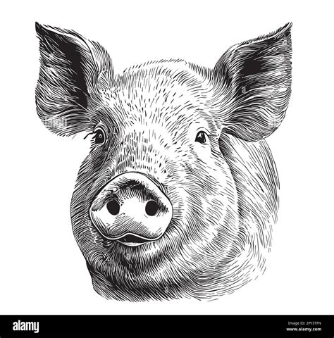 Pig Face Illustration Vintage Black And White Stock Photos Images Alamy