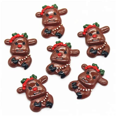 10pcs 25mmx30mm Resin Flatback Christmas Reindeer Resin Snowman