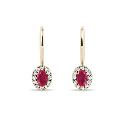 Oval Ruby And Diamond Gold Earrings Klenota