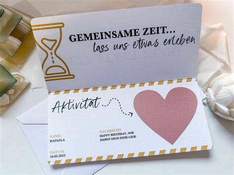 Gutschein Zeit Statt Zeug Personalisiert Perlmutt Aufklappbar