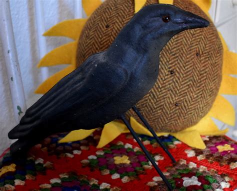 Sneaky Antique Paper Mache Crow For Harvest Fall Displays This