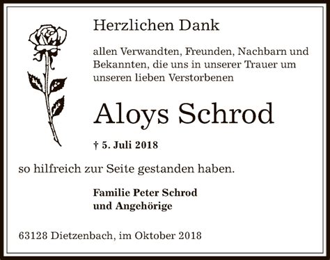 Traueranzeigen Von Aloys Schrod Trauer Op Online De