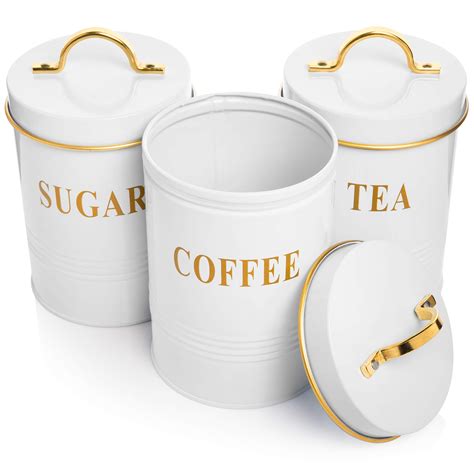 Buy Airtight Tea Coffee Sugar Canister Set With Lids For Fresher Goods