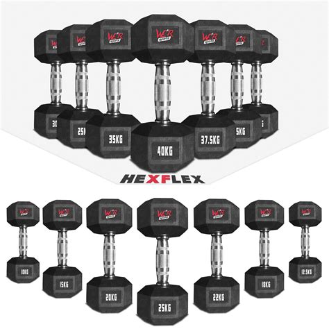 Hex Dumbbells Rubber Encased Ergo Weight Set Hexagonal Dumbbell Gym ...