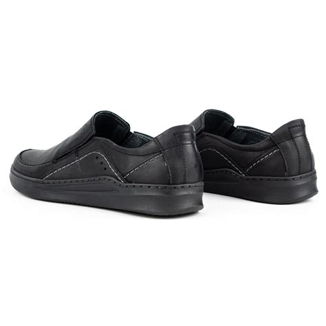 Buty męskie wsuwane skórzane SLIP ON 216GT czarne Buty Olivier