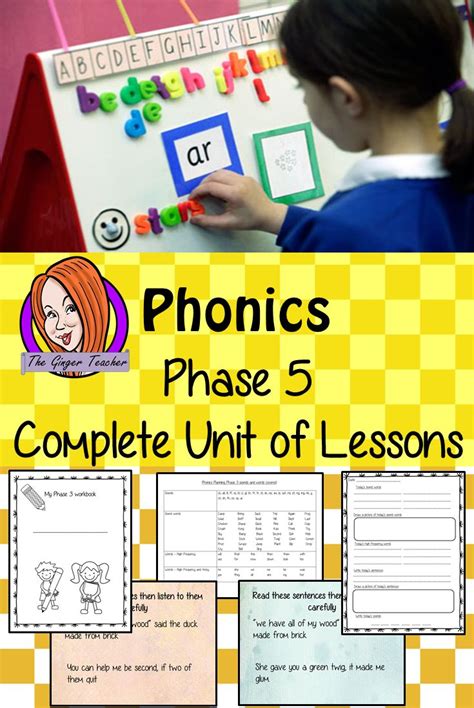 the phonics phase 5 complete unit of lessons with pictures and text on it