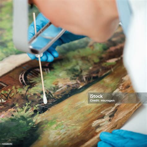 Old Oil Painting Cleaning And Restoration Stock Photo - Download Image Now - Adults Only ...