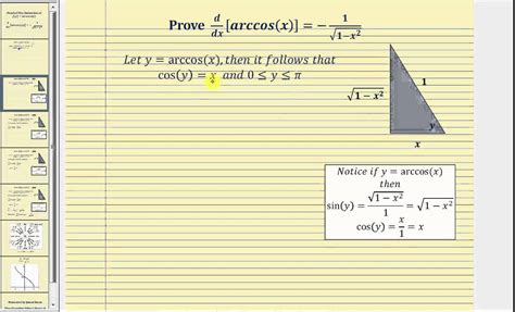 Proof The Derivative Of Fxarccosx Ddx Arccosx Youtube