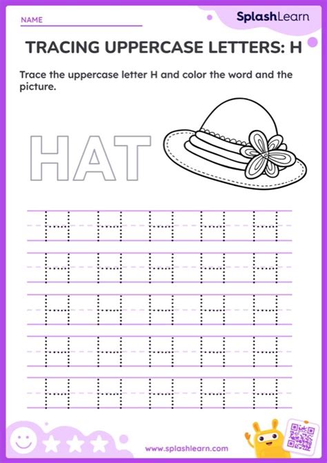 Tracing Uppercase Letters H Worksheet