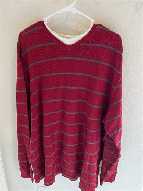 ROUNDTREE YORKE SIZE XL BURGUNDY MULTI COLOR 100 COTTON SWEATER FOR