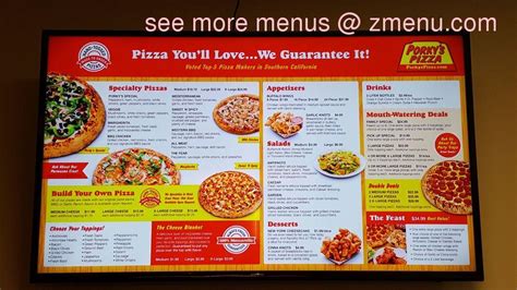 Menu At Porkys Pizza Pizzeria Anaheim E Santa Ana Canyon Rd Suite 110