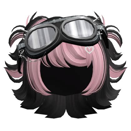 Two Tone Cute Buns W Y2K Goggles Pink Black Roblox