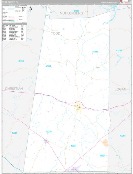 Todd County Ky Wall Map Premium Style By Marketmaps Mapsales