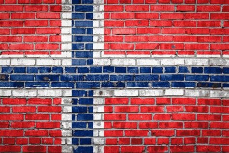 Flag Banner On Brick Wall Background Stock Photo Image Of Brown Blue