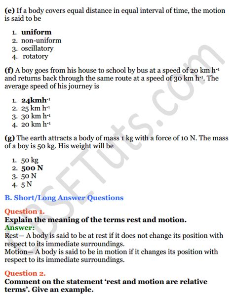 Selina Concise Physics Class 7 Icse Solutions Chapter 2 Motion Cbse Tuts