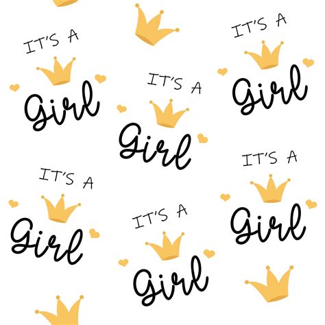 Baby Shower And Gender Reveal Girl Seamless Pattern Vector Watercolor