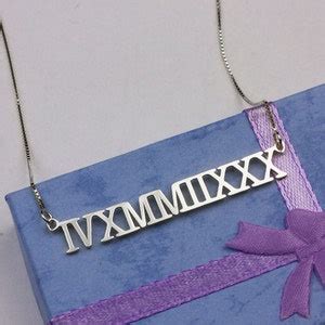 Sterling Silver Roman Numeral Necaklce, Personalized Sterling Silver ...