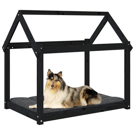 Cama Para Perros Madera Maciza De Pino Negro X X Cm Exma Es