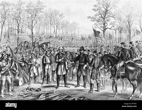 Lees Surrender 1865 Nthe Surrender Of General Lee To General Grant