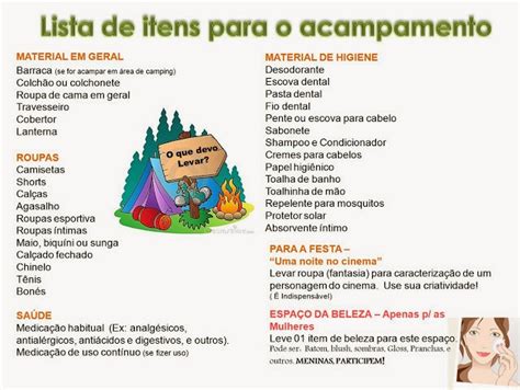 Naths World Dicas Para Acampamento Completo