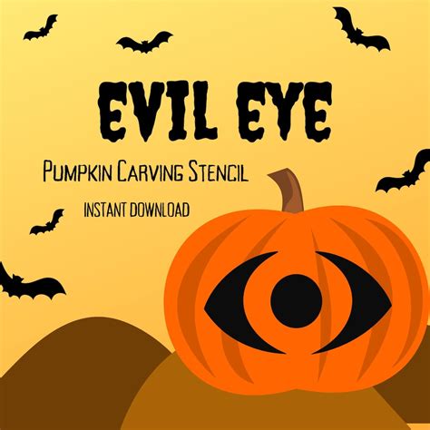 evil eye pumpkin carving stencil  unique halloween jack olantern