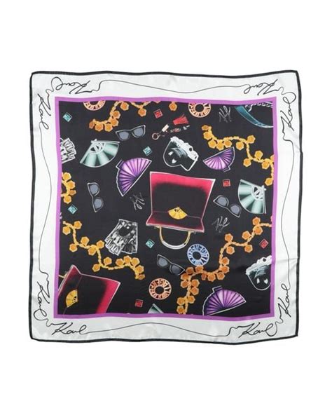 Karl Lagerfeld Scarf Silk In Grey Lyst Uk